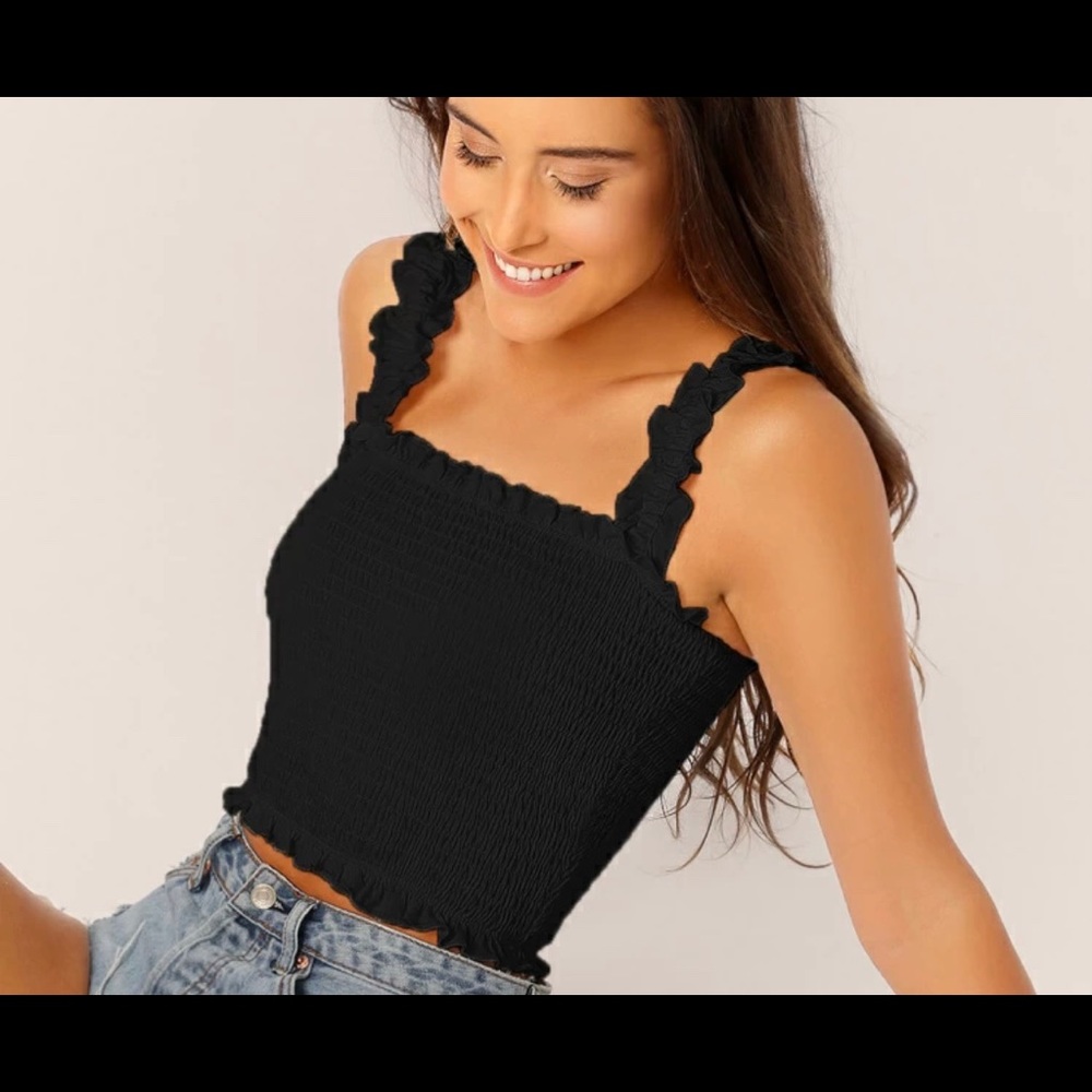 BNWT Shein frill trim shirred top